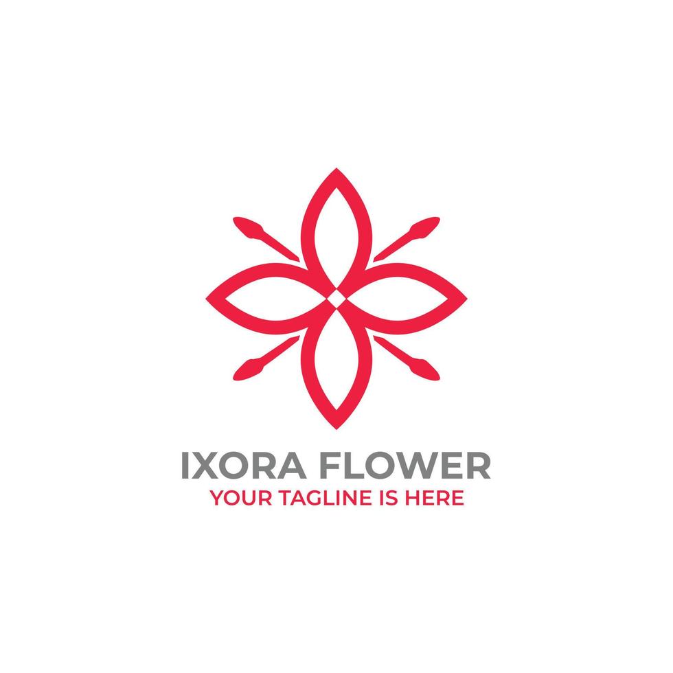 ixora logotyp design, lämplig för blomma företag, spa, hotell, etc. vektor