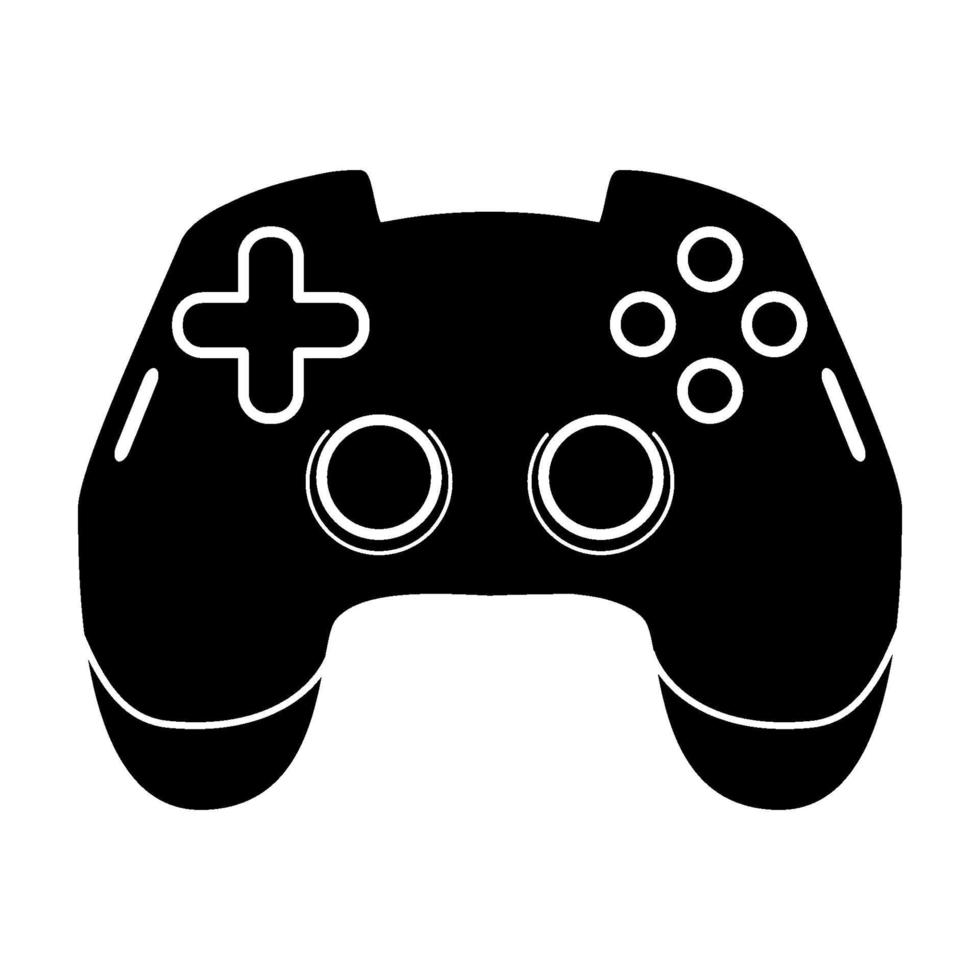 Gaming-Joystick-Glyphen-Symbol. Sportausrüstung. Computer-Gamepad. Spielgerät. Silhouette Symbol. negativer Raum. Vektor isolierte Illustration