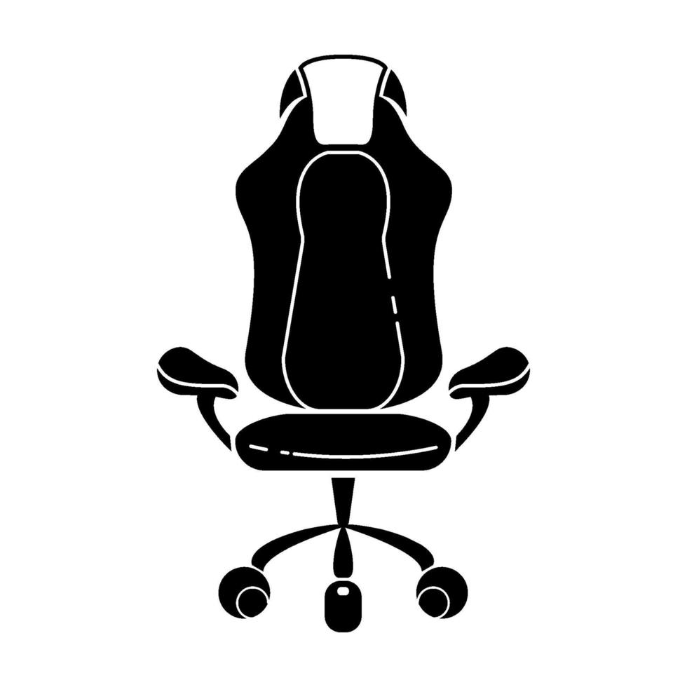 Gaming Stuhl Glyphe Symbol. Sportausrüstung. Computerstuhl. Silhouette Symbol. negativer Raum. Vektor isolierte Illustration