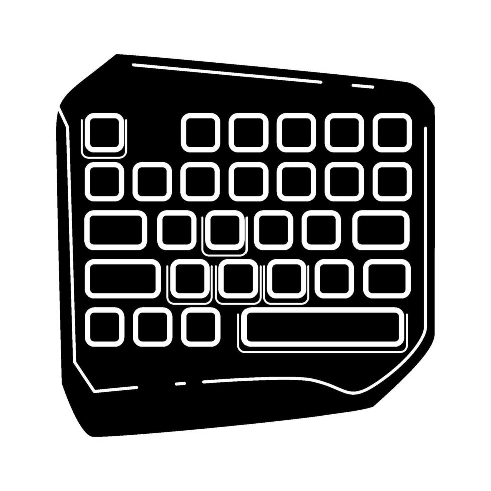 Gaming-Tastatur Glyphen-Symbol. Sportausrüstung. kurze Computertastatur. Spielgerät. Silhouette Symbol. negativer Raum. Vektor isolierte Illustration