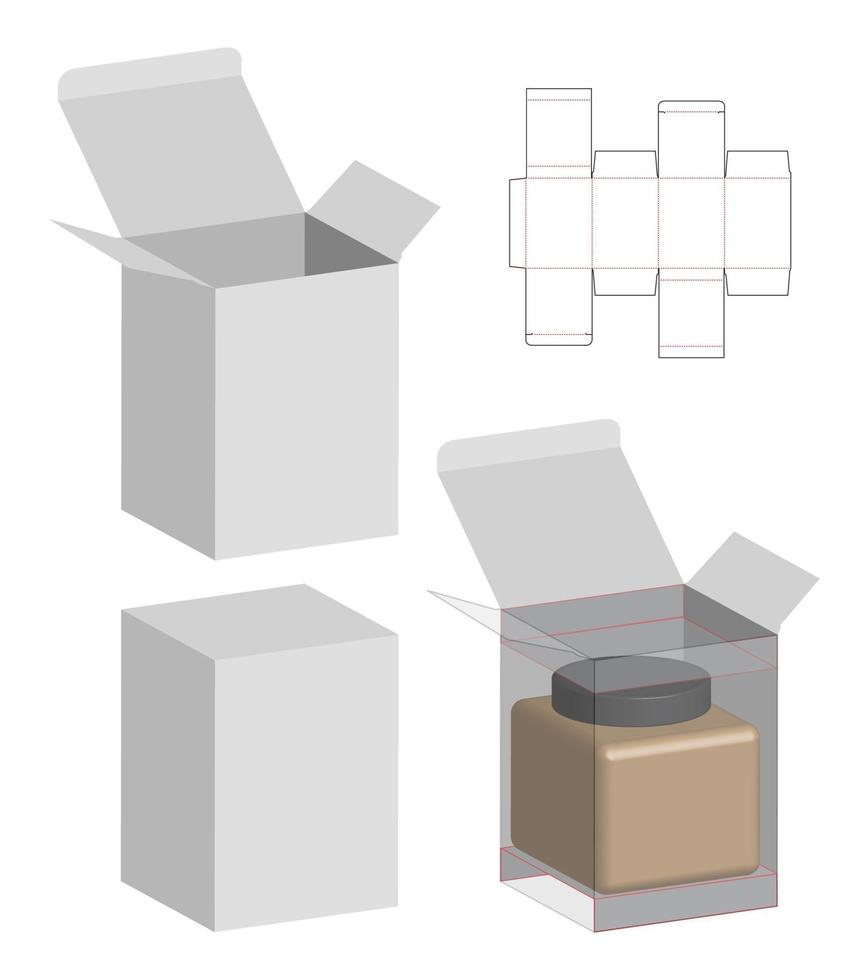 Box Verpackung gestanzte Vorlage Design. 3D-Modell vektor