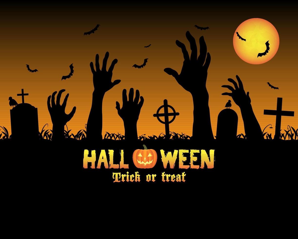 halloween zombies hand i en kyrkogård vektor