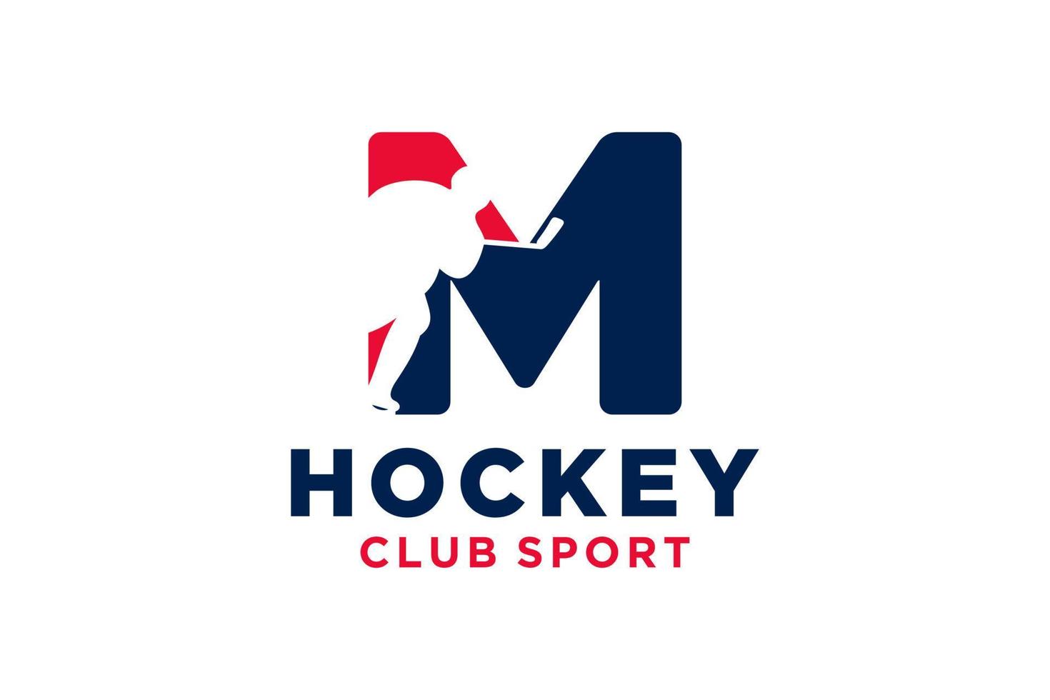 Vektor Initialen Brief m mit Eishockey kreativ geometrisch modern Logo Design.