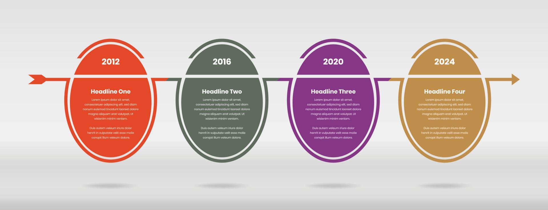 Ei Stil Zeitleiste Infografik Vorlage mit Pfeil zum Präsentation vektor