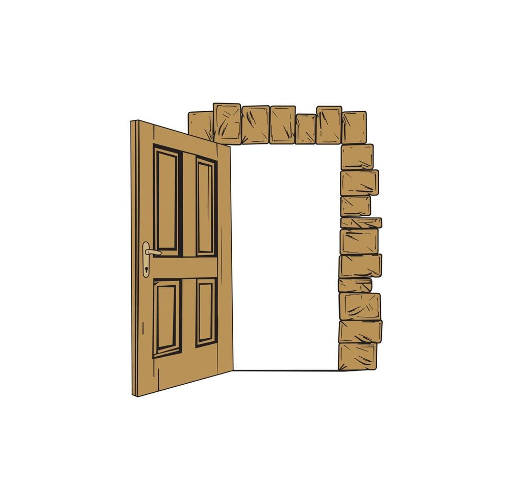 konstnärlig illustration för öppen dörrdesign vektor