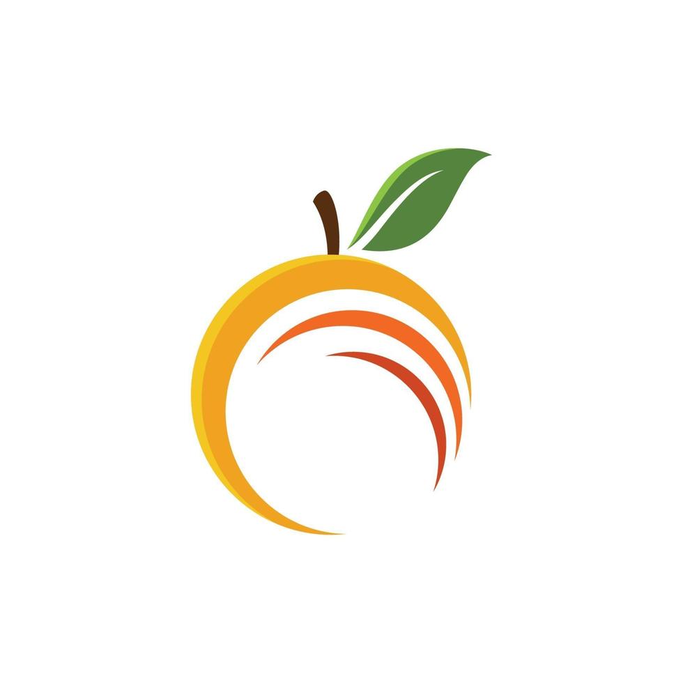 Orangenfrucht-Logo Vektor-Design-Illustrationsikone vektor