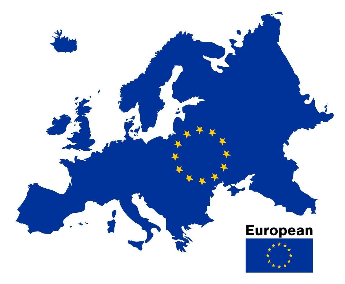 europeisk flaggkarta på en vit bakgrund vektor