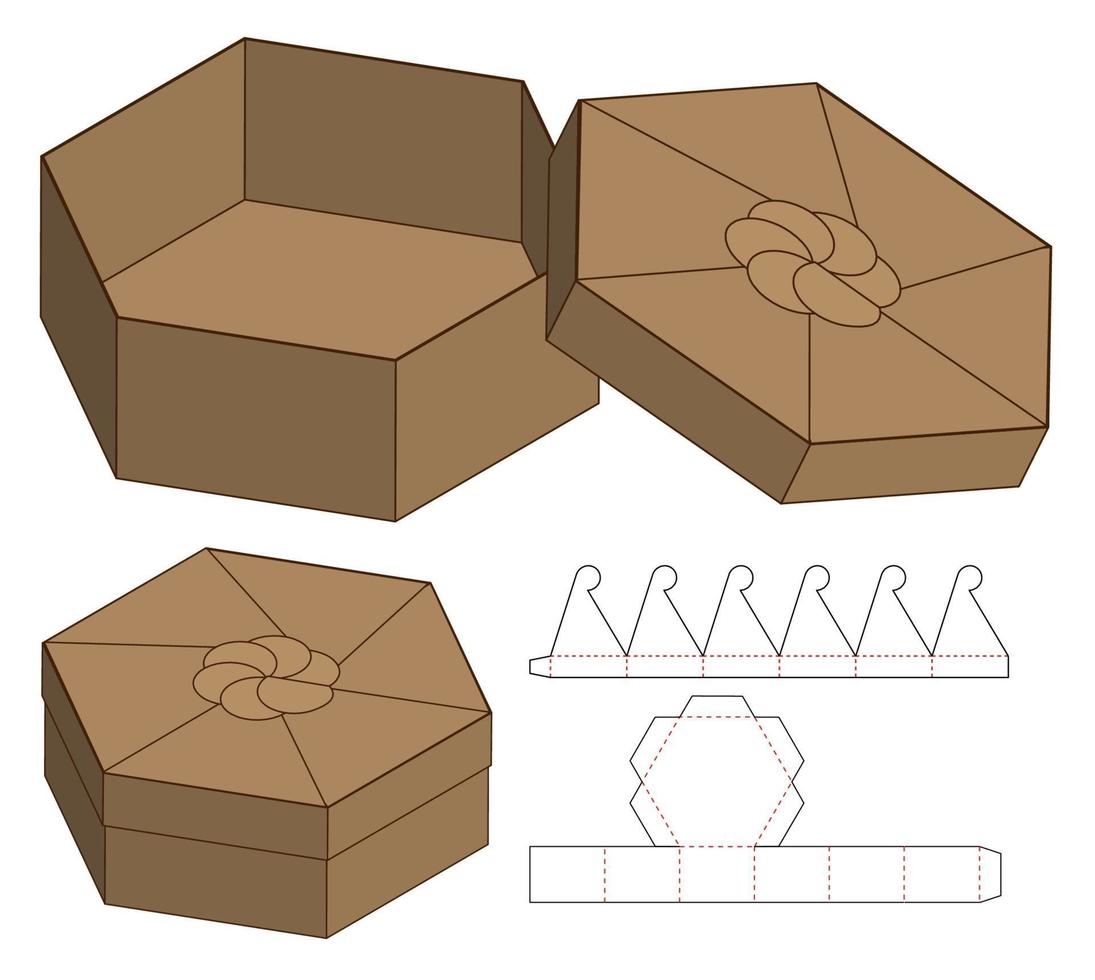 låda förpackning stansad mall design. 3d mock-up vektor