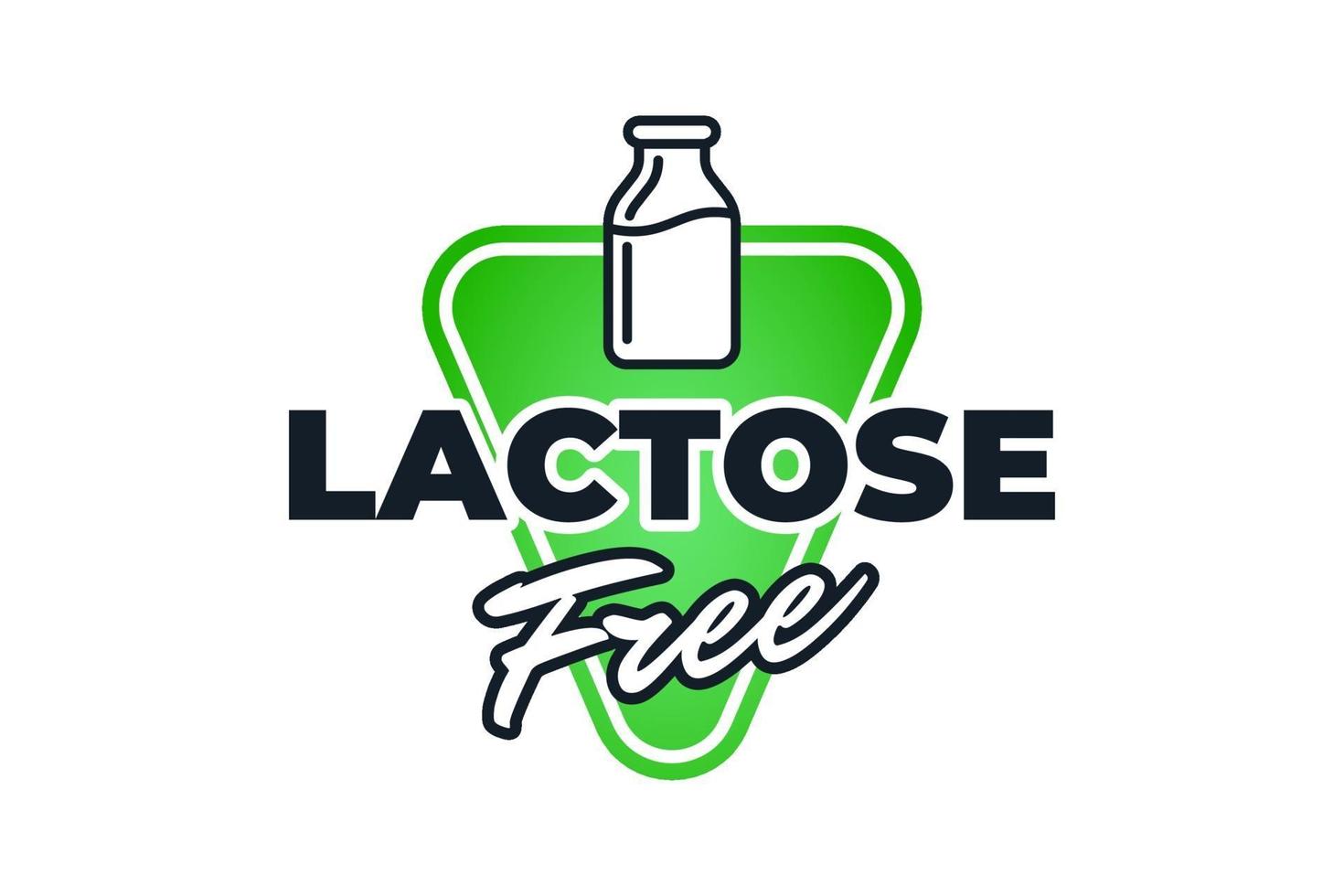 laktosefreies grünes Etikett für Diätkontrollsymbol. vegetarische Zutat Bio gesunde Milchprodukte Abzeichen. Vektor natürlich keine Milch Öko Produkt Symbol Eps Illustration