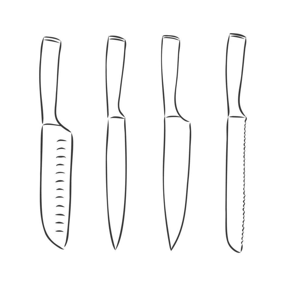 Küchenmesserskizze. Messervektorskizze auf weißem Hintergrund vektor