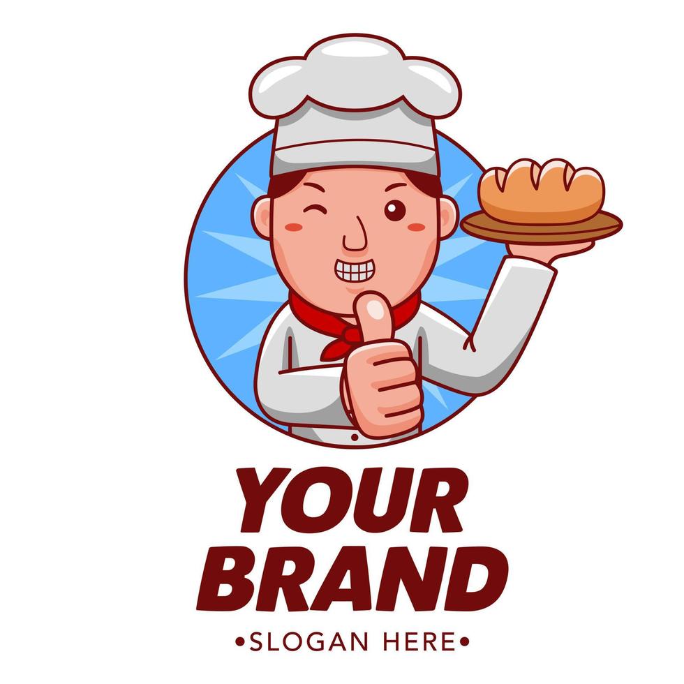 Bäcker Karikatur Charakter Logo Vektor Vorlage