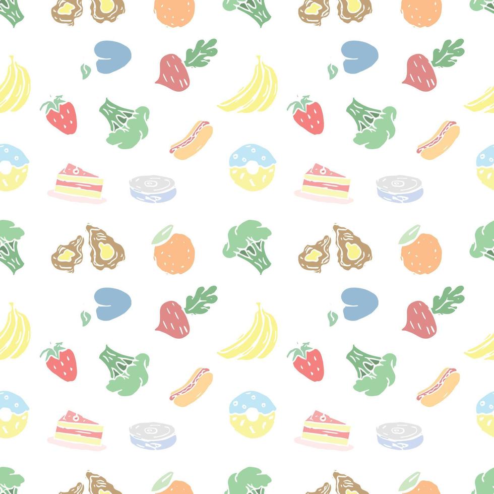 sömlös mönster med mat ikoner. klotter mat mönster. mat bakgrund vektor
