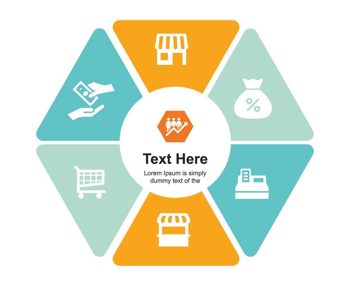 Hexagon Infografiken 6 Optionen. Vektor Illustration.