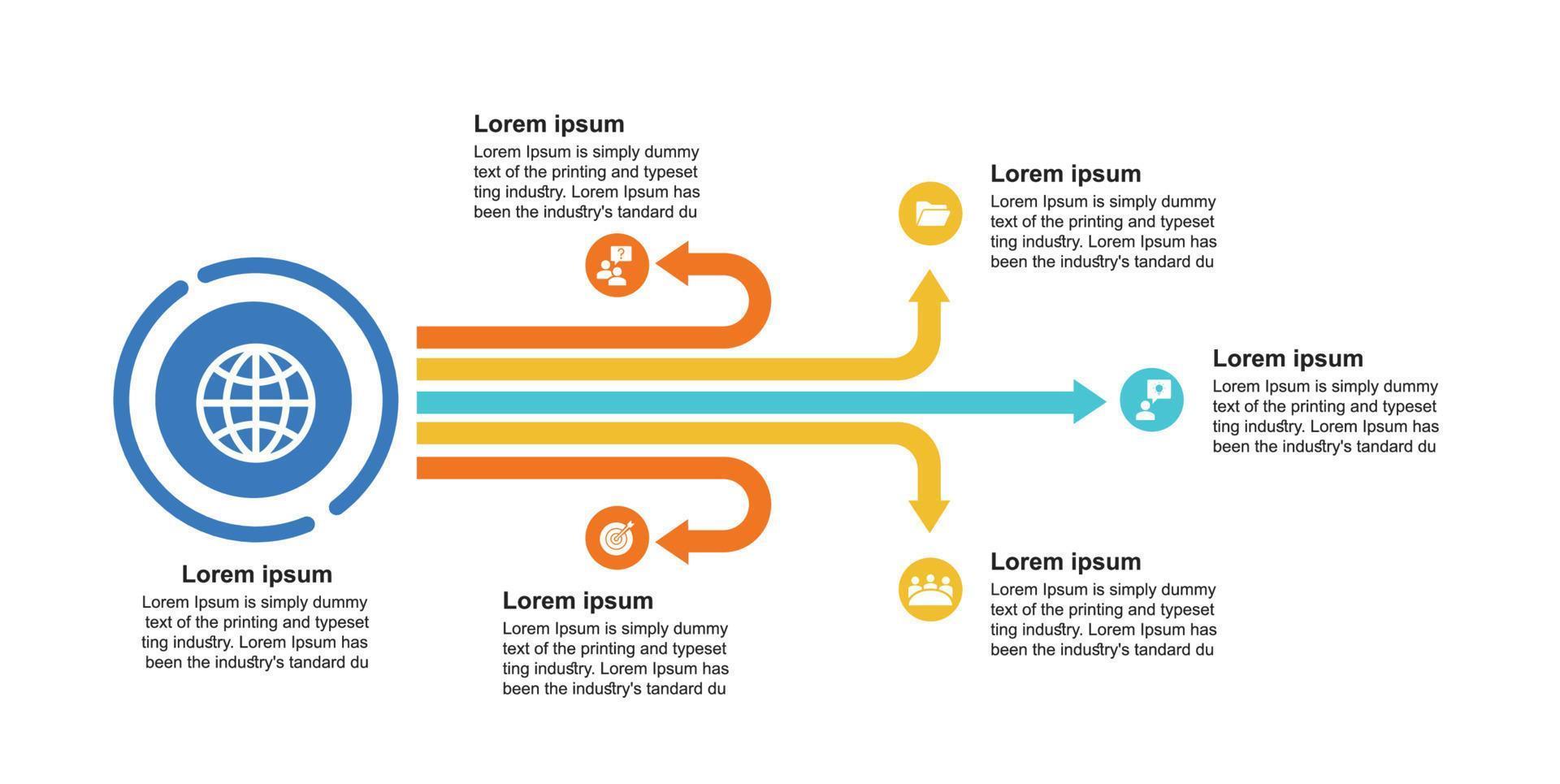 Geschäft Infografiken Design Vorlage mit Symbole und 5 Optionen oder Schritte. fließen Diagramm. vektor