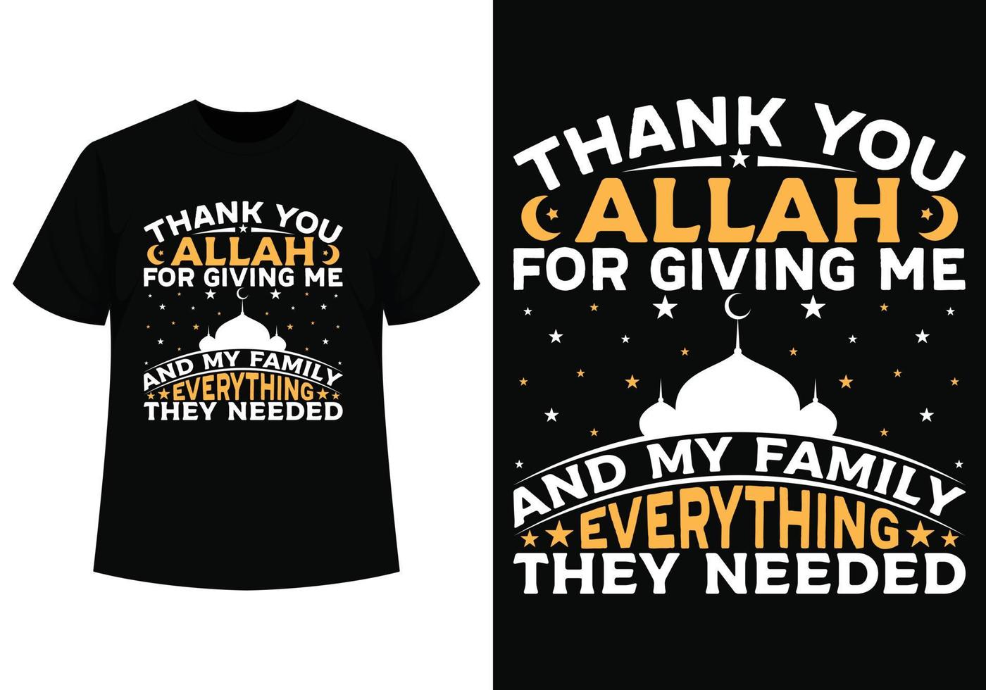 danken Sie Allah T-Shirt Design vektor