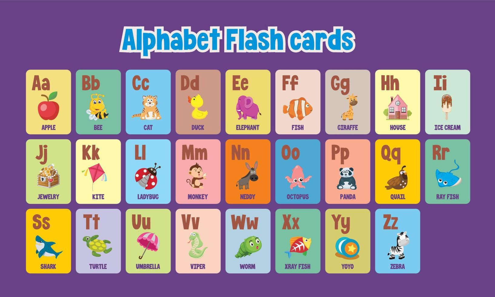 inlärning alfabet för barn med flashcards vektor