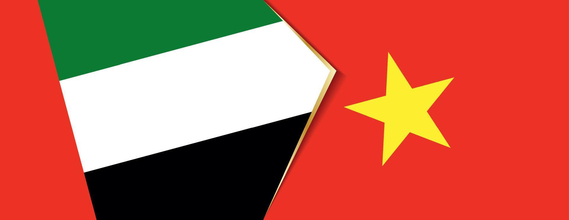 vereinigt arabisch Emirate und Vietnam Flaggen, zwei Vektor Flaggen.