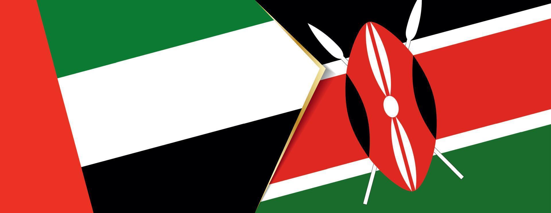 vereinigt arabisch Emirate und Kenia Flaggen, zwei Vektor Flaggen.