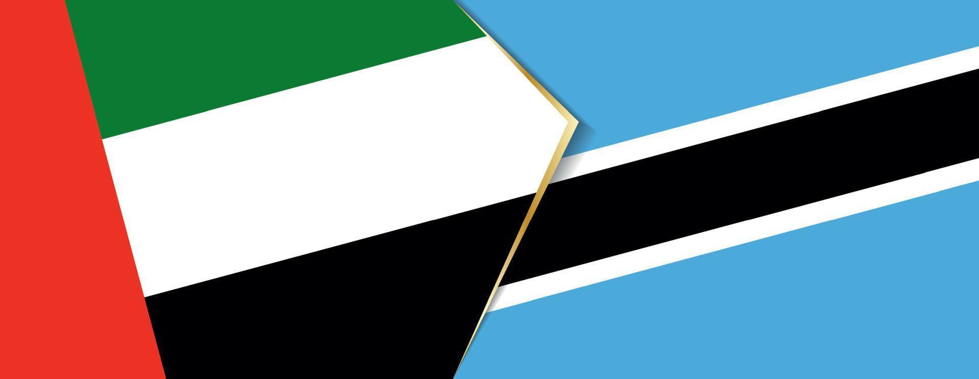 vereinigt arabisch Emirate und Botswana Flaggen, zwei Vektor Flaggen.