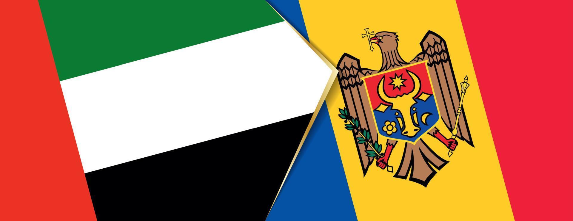 vereinigt arabisch Emirate und Moldau Flaggen, zwei Vektor Flaggen.