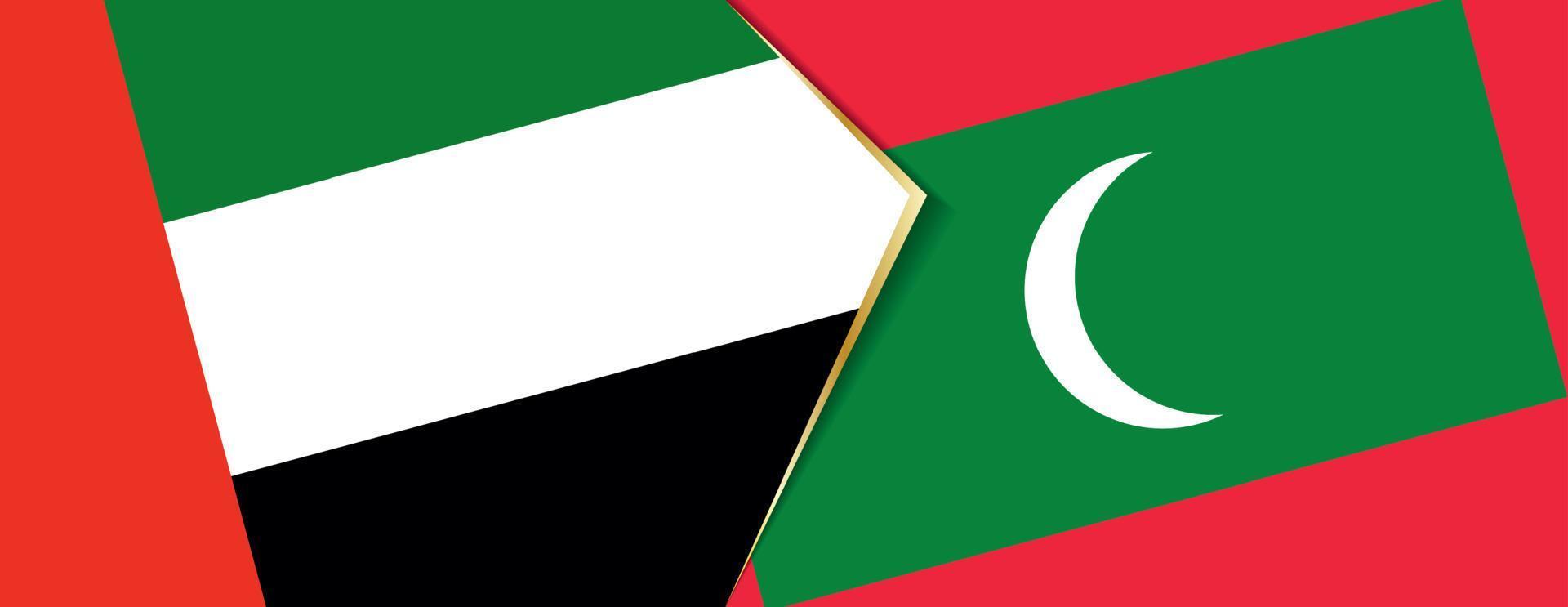 förenad arab emirates och maldiverna flaggor, två vektor flaggor.