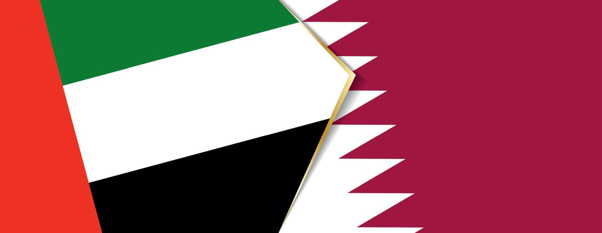 vereinigt arabisch Emirate und Katar Flaggen, zwei Vektor Flaggen.