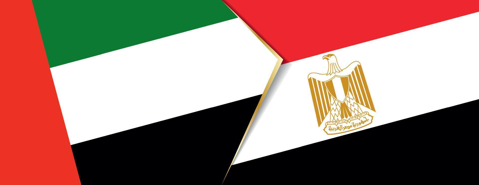 förenad arab emirates och egypten flaggor, två vektor flaggor.