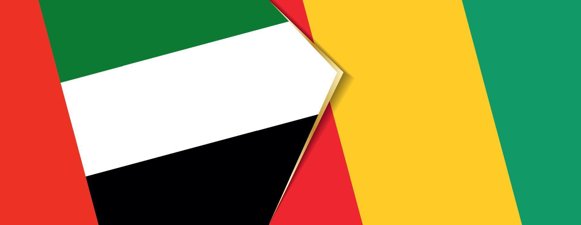 vereinigt arabisch Emirate und Guinea Flaggen, zwei Vektor Flaggen.