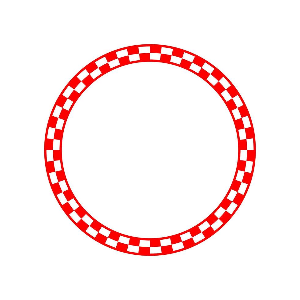 röd och vit rutig cirkel ram vektor konst. rutig runda gräns med alternerande fyrkant kakel.