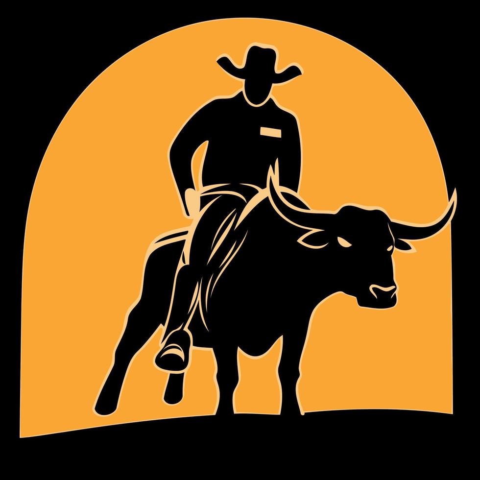 Cowboy Mann Reiten ein Stier vektor