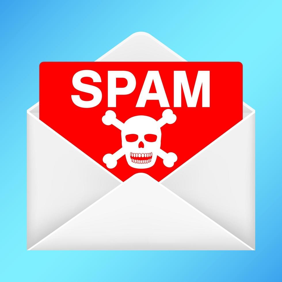 weißer Umschlag mit Spam-E-Mail im Inneren vektor