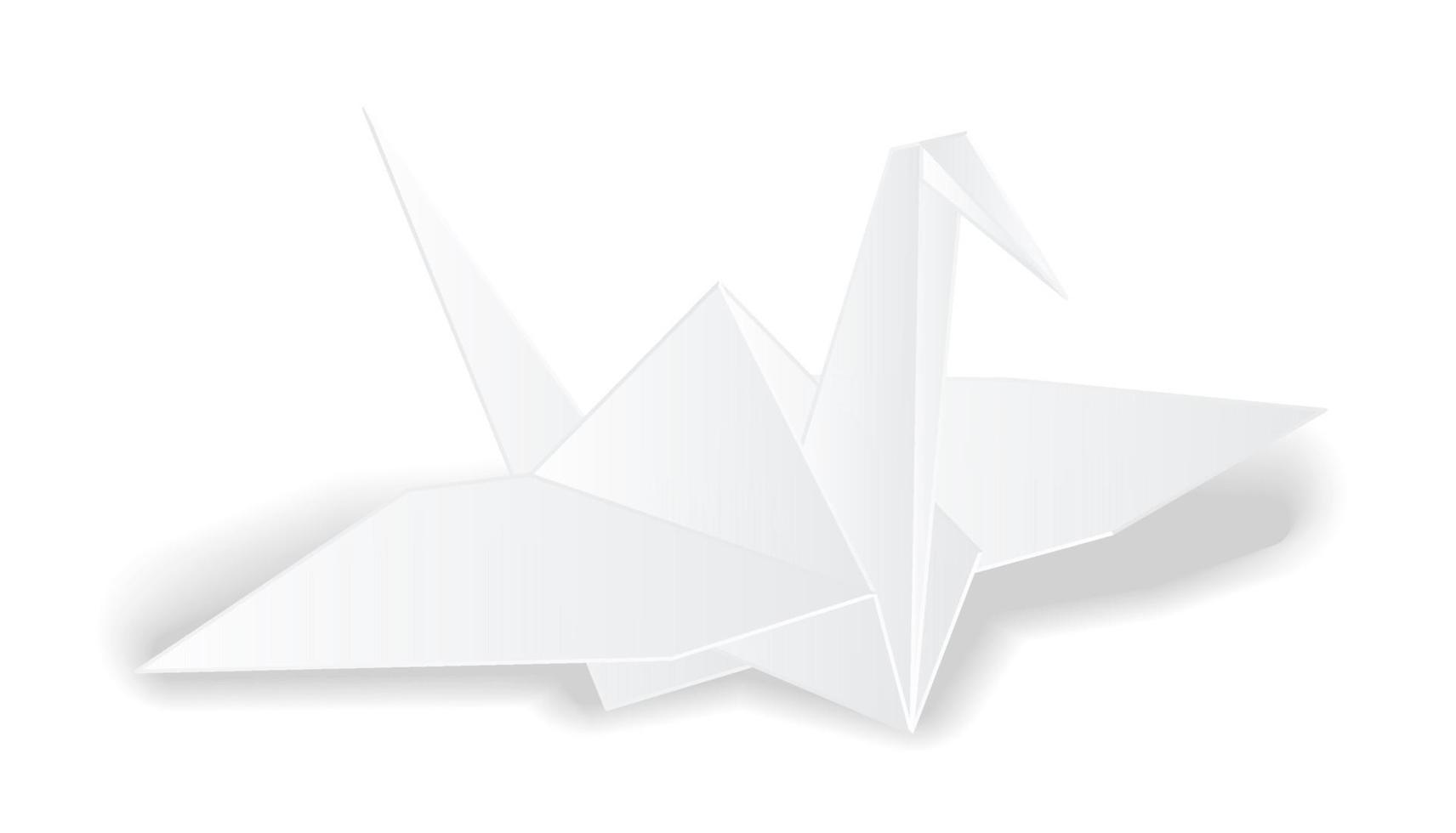 origami kran vitbok fågel vektor isolerad