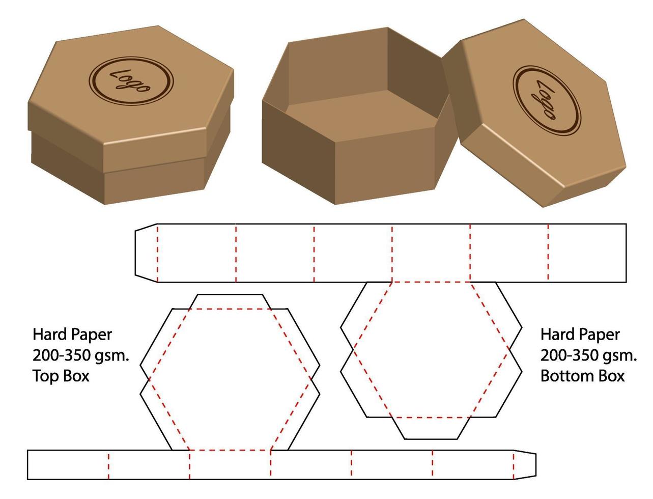 Box Verpackung gestanzte Vorlage Design. 3D-Modell vektor