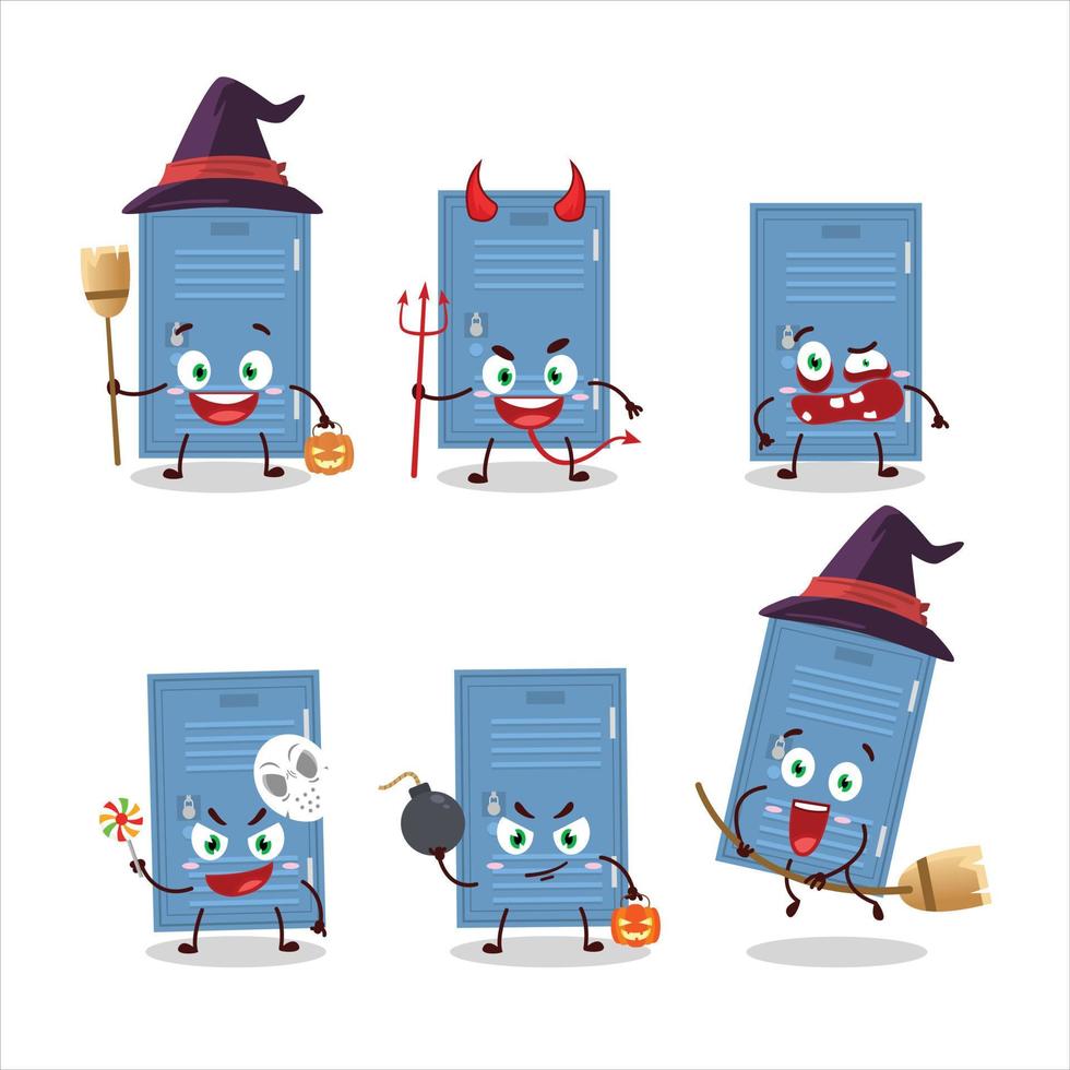 Halloween Ausdruck Emoticons mit Karikatur Charakter von Schließfach vektor