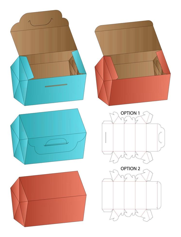 Box Verpackung gestanzte Vorlage Design. 3D-Modell vektor