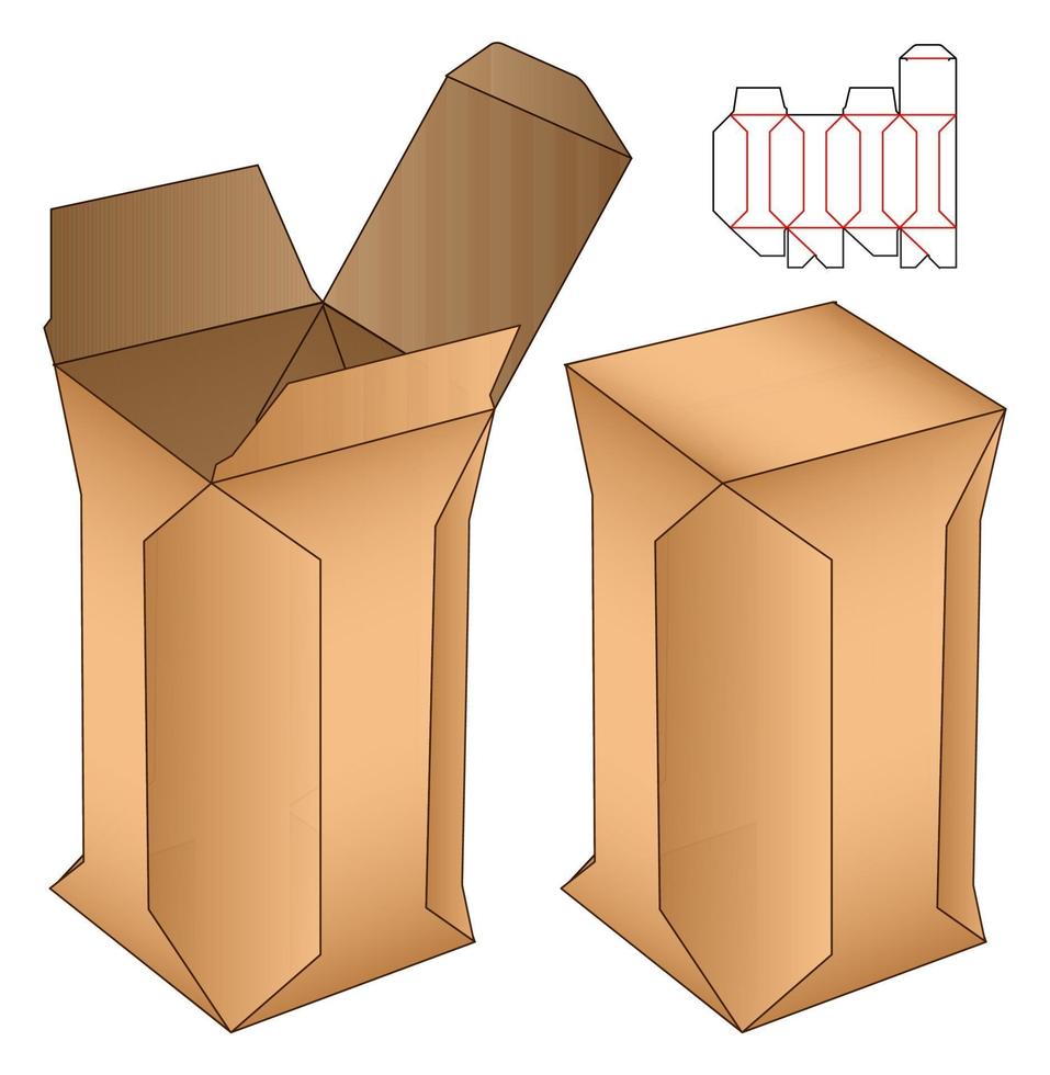 Box Verpackung gestanzte Vorlage Design. 3D-Modell vektor