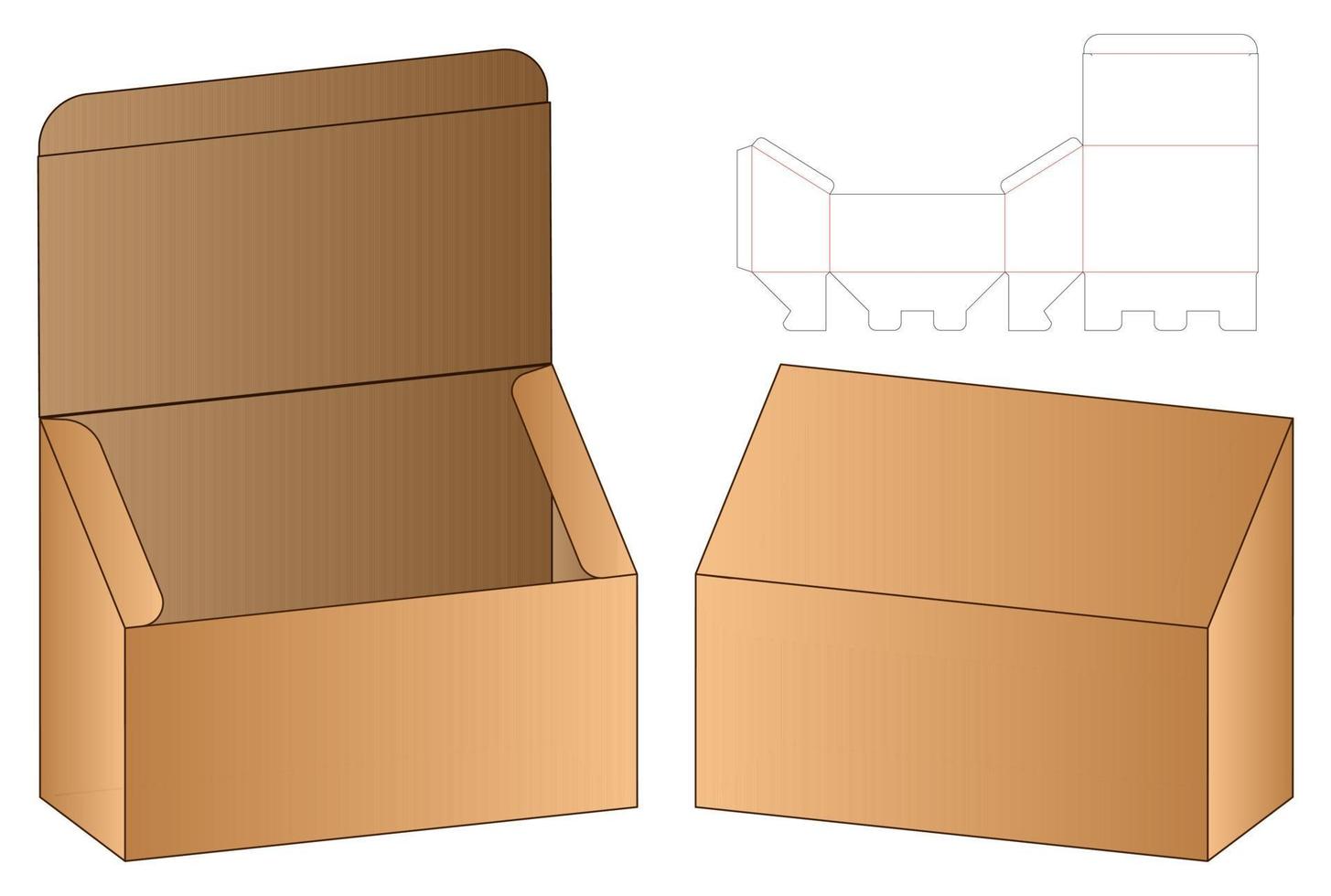 Box Verpackung gestanzte Vorlage Design. 3D-Modell vektor