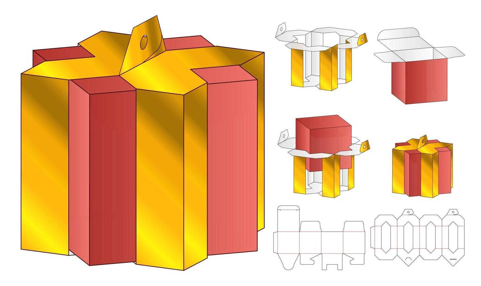 Box Verpackung gestanzte Vorlage Design. 3D-Modell vektor