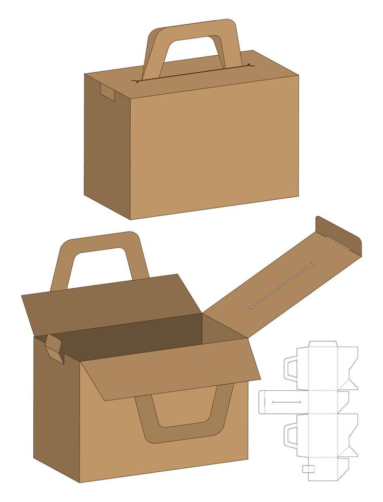 Box Verpackung gestanzte Vorlage Design. 3D-Modell vektor