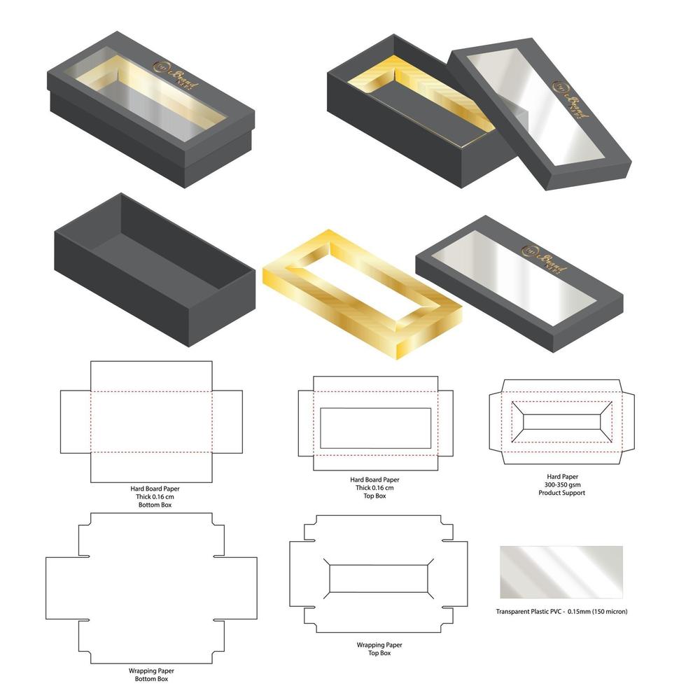 Box Verpackung gestanzte Vorlage Design. 3D-Modell vektor