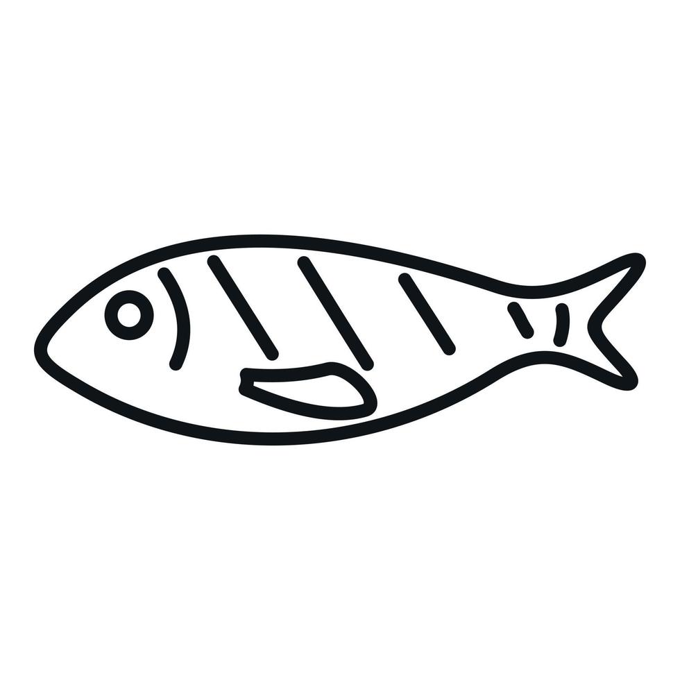 gegrillt Fisch Symbol Gliederung Vektor. Grill Essen vektor