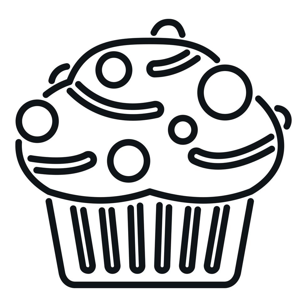Mahlzeit Muffin Symbol Gliederung Vektor. Bäckerei Speisekarte vektor