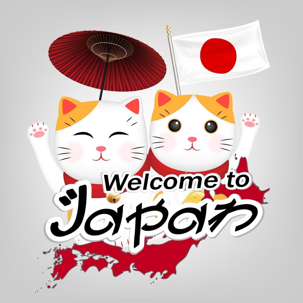 två maneki neko välkommen till japan vektor