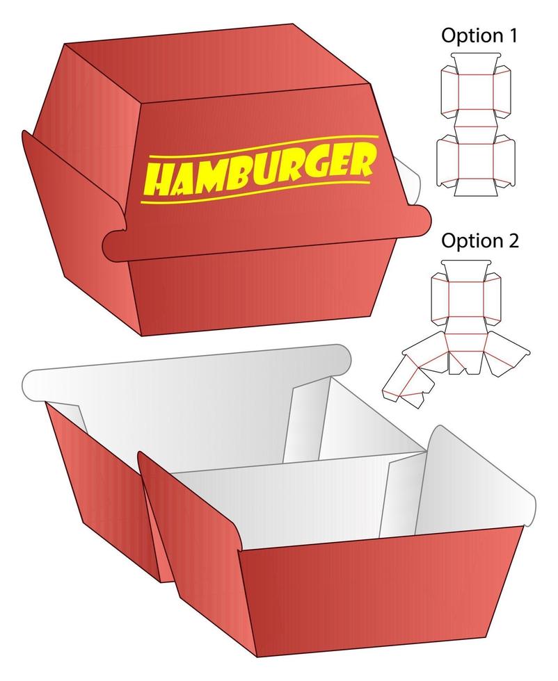 låda förpackning stansad mall design. 3d mock-up vektor