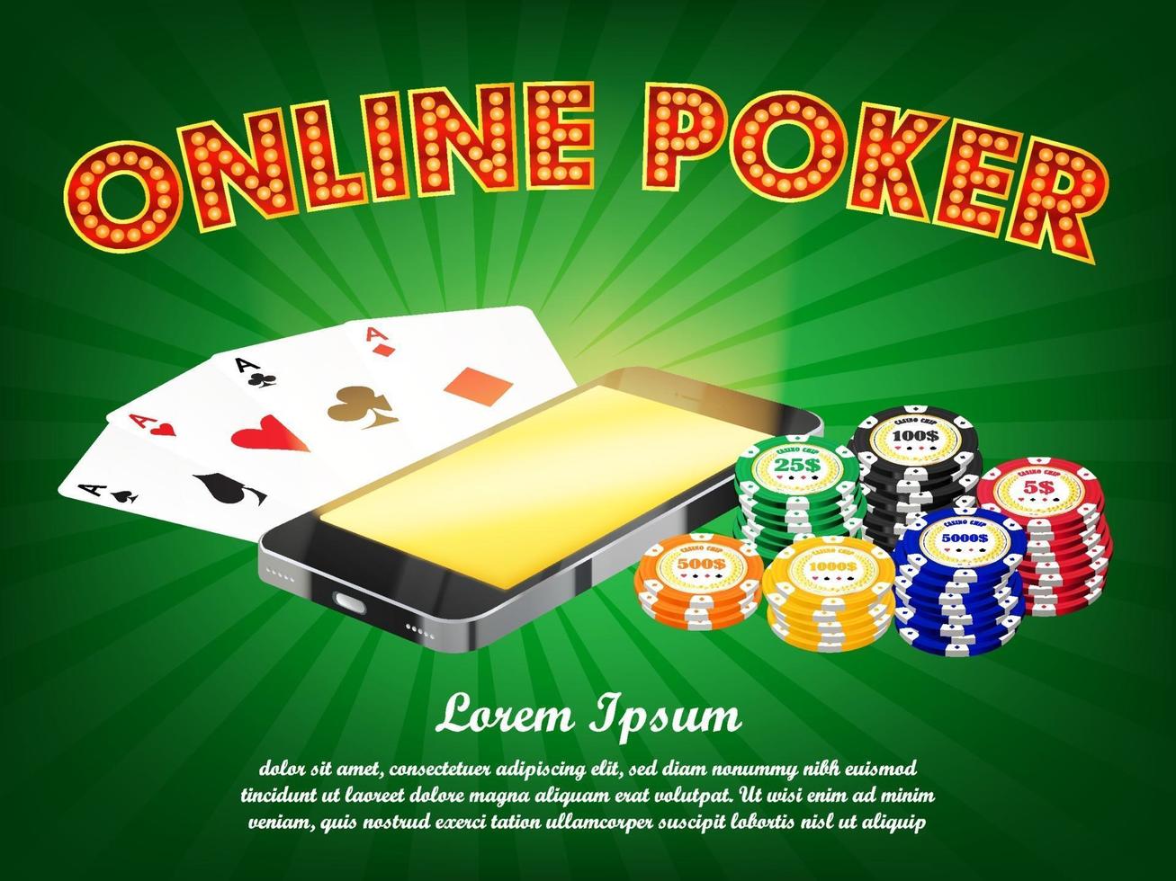 Casino Online Smartphone Poker Anzug Kartenspiel vektor