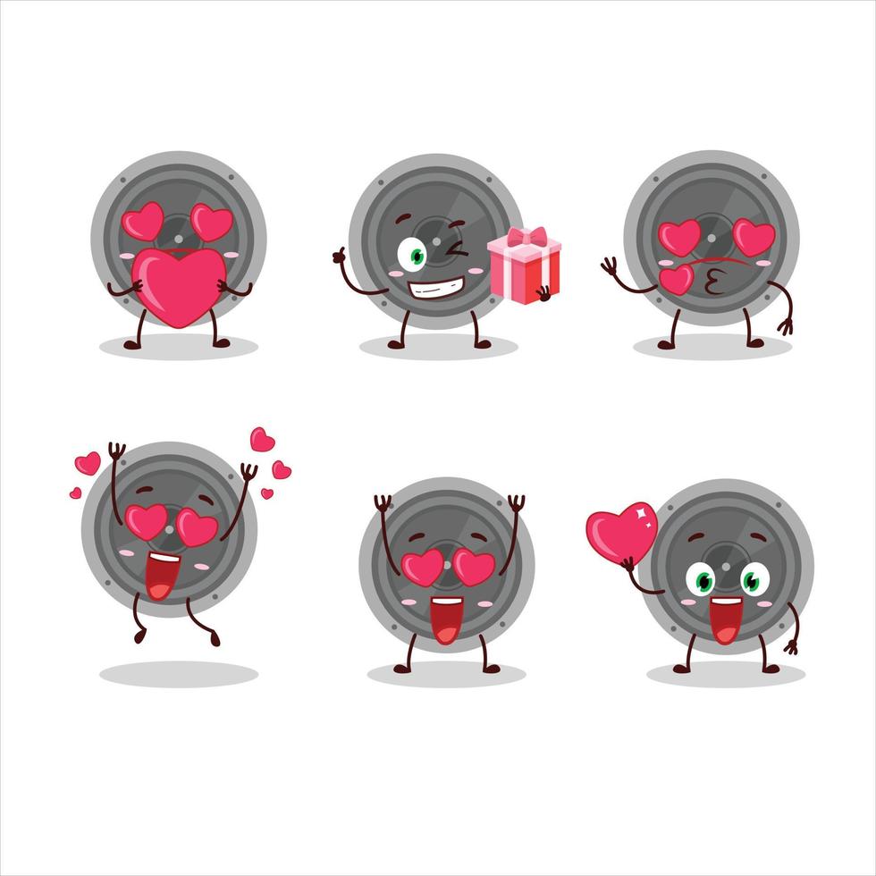 audio högtalare tecknad serie karaktär med kärlek söt uttryckssymbol vektor