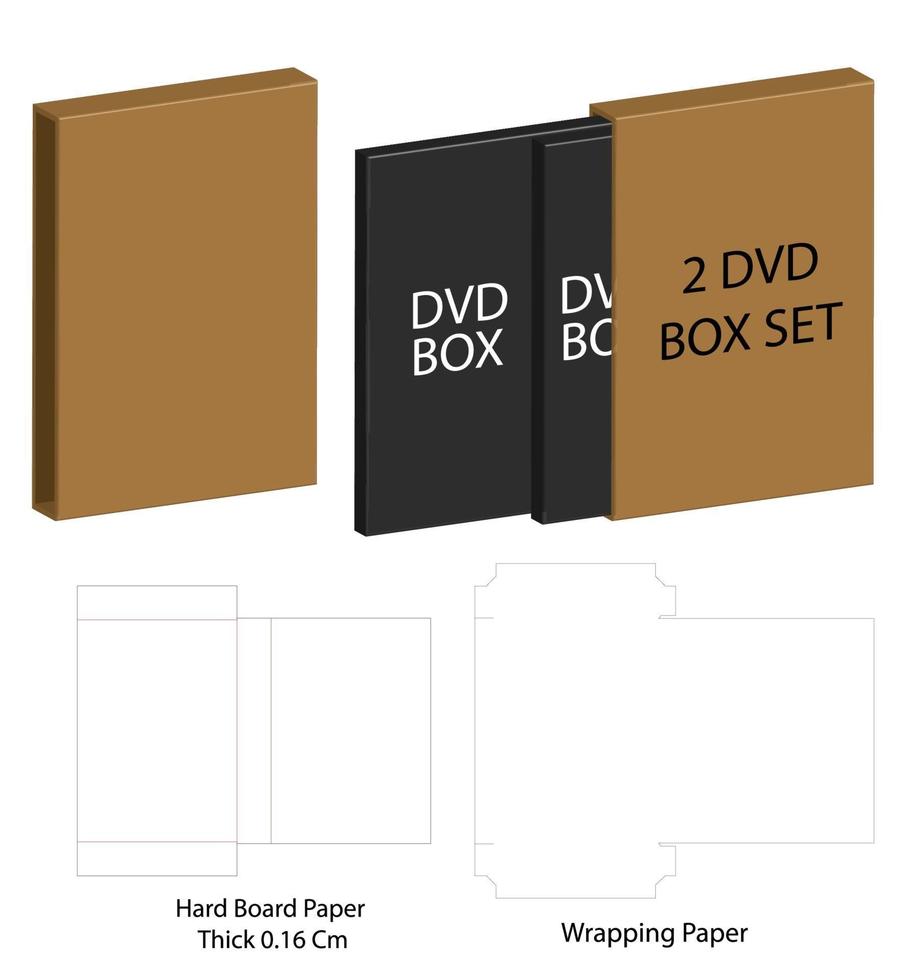 DVD-Papierverpackungsbox gestanzte Linienvorlage vektor
