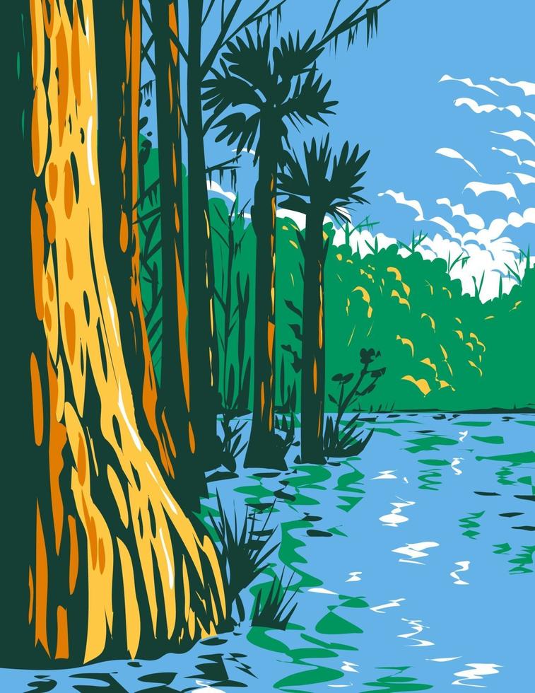 subtropische Feuchtgebiete im Everglades-Nationalpark im Bundesstaat Florida WPA-Plakatkunst vektor