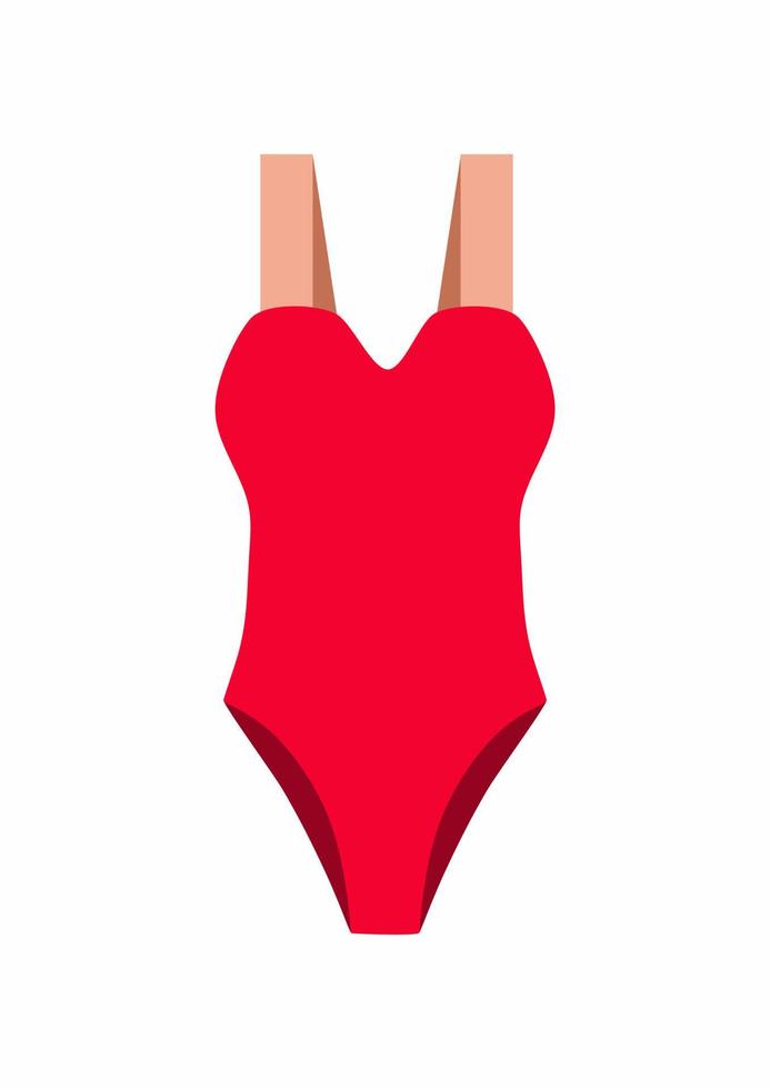 weiblich rot Badebekleidung zum Strand Vektor Illustration. Design von Badeanzug zum Frauen, schwimmen passen zum Strand.