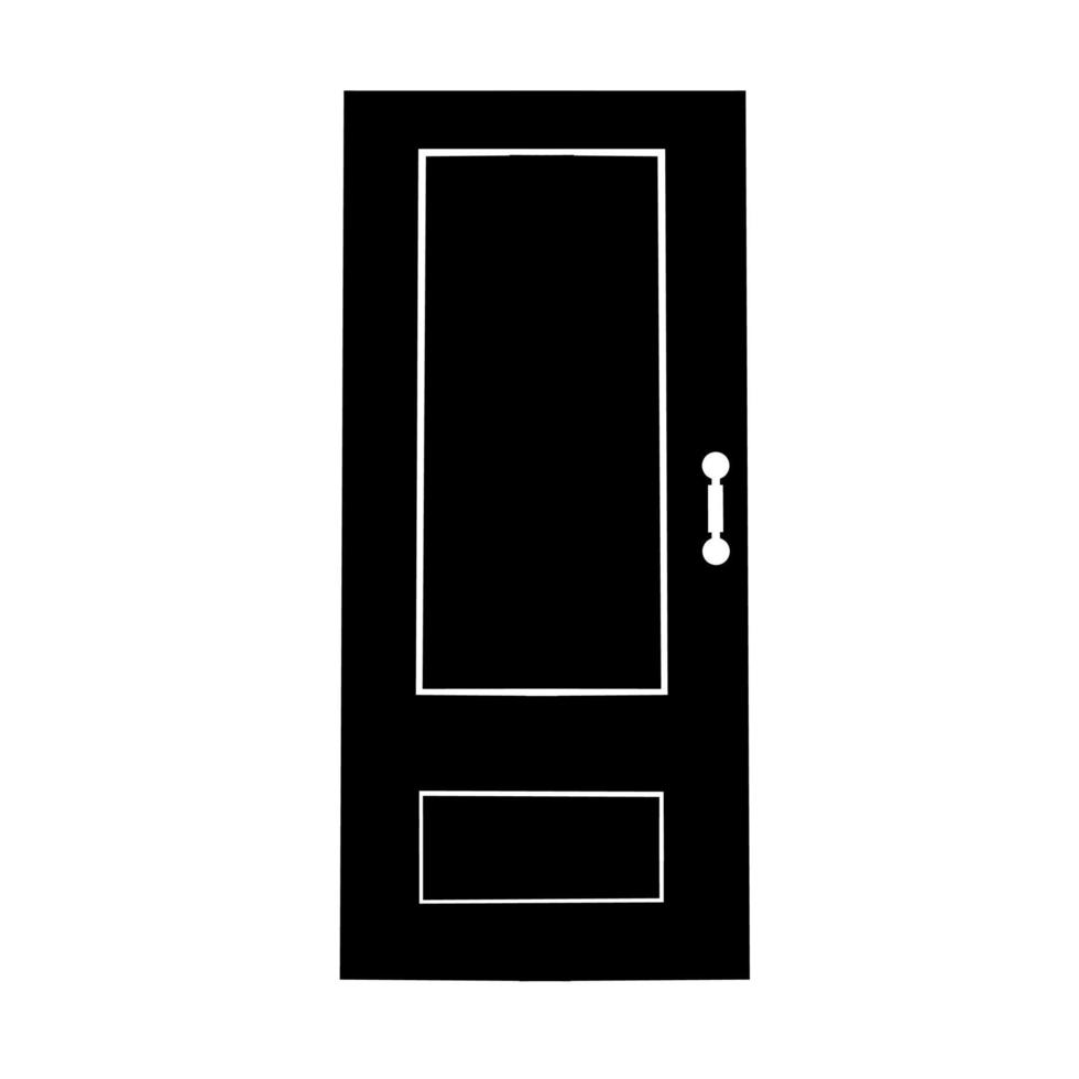 Tür Vektor Silhouette. einfach schwarz Tür Design mit Griff auf Weiß Hintergrund.